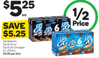 Woolworths Sanitarium Up & Go or Up & Go Energize 6 x 250ml offer