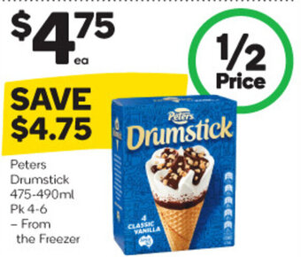 Woolworths Peters Drumstick 475-490ml Pk 4-6 offer