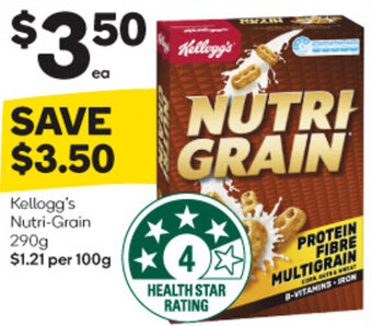 Woolworths Kellogg's Nutri-Grain 290g offer