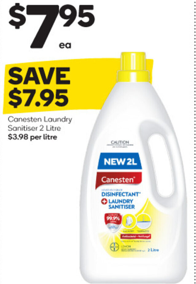Canesten Laundry Sanitiser 2 Litre 3.98 per litre offer at Woolworths