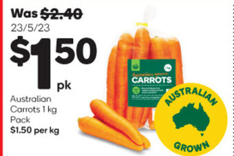 Woolworths Australian Carrots 1 kg Pack offer