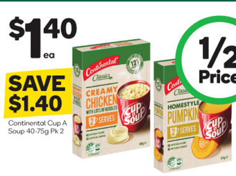 Woolworths Continental Cup A Soup 40-75g Pk 2 offer