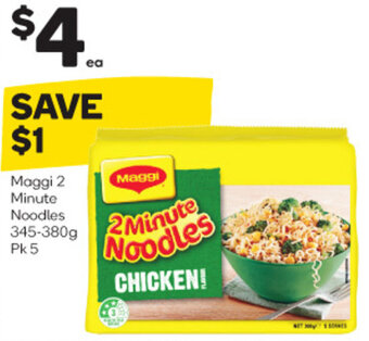 Woolworths Maggi 2 Minute Noodles 345-380g Pk 5 offer