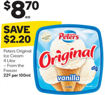 Woolworths Peters Original Ice Cream 4 Litre - From the Freezer offer