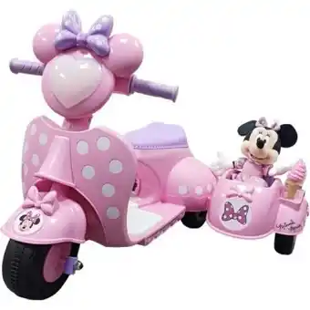 BIG W New disney minnie mouse 6v scooter ride on with sidecar and bonus plush offer