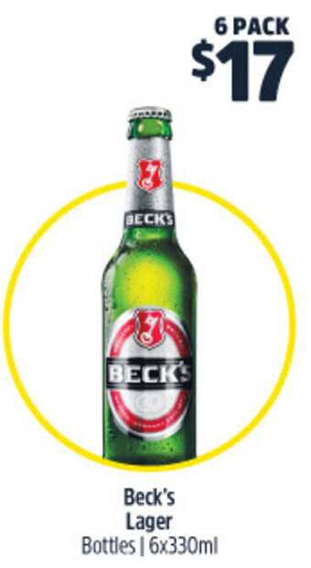 Woolworths Beck's Lager Bottles | 6x330ml offer