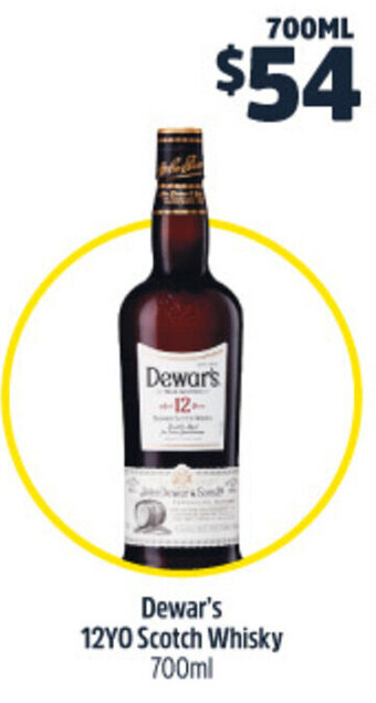 Woolworths Dewar's 12YO Scotch Whisky 700ml offer