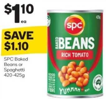 Woolworths SPC Baked Beans or Spaghetti 420-425g offer