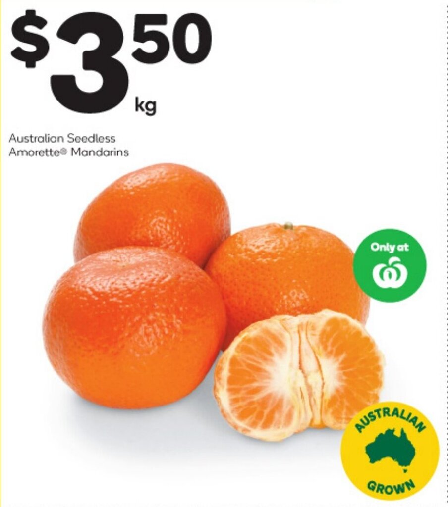 Australian Seedless Amorette Mandarins offer at Woolworths