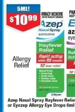 Chemist Warehouse Azep Nasal Spray Hayfever Relief 5ml offer