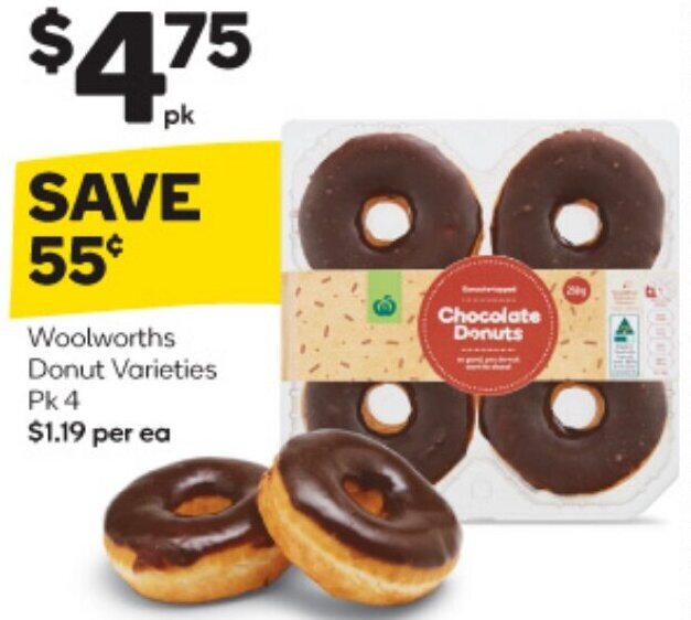 Woolworths Donut Varieties Pk 4 offer at Woolworths