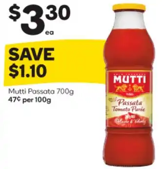Woolworths Mutti Passata 700g 47¢ per 100g offer