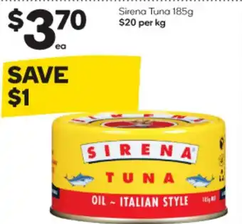 Woolworths Sirena Tuna 185g $20 per kg offer
