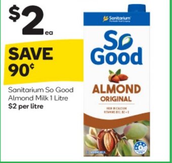 Woolworths Sanitarium So Good Almond Milk 1 Litre offer