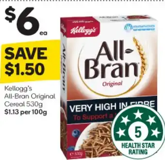 Woolworths Kellogg's All-Bran Original Cereal 530g offer