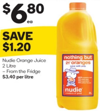 Woolworths Nudie Orange Juice 2 Litre offer