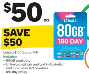 Woolworths Lebara $100 Starter Kit offer