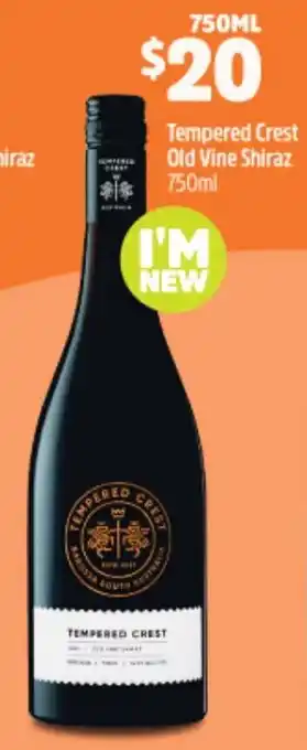 Woolworths Tempered Crest Old Vine Shiraz 750ML offer