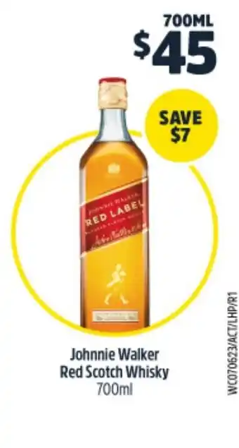 Woolworths Johnnie Walker Red Scotch Whisky 700ml offer