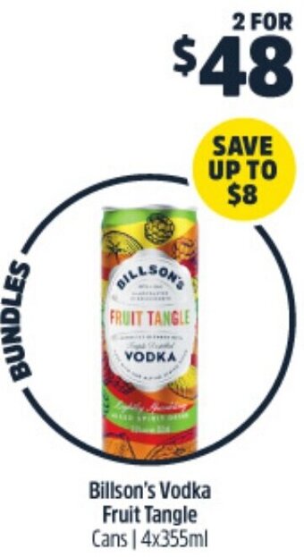 Woolworths Billson's Vodka Fruit Tangle Cans | 4x355ml offer