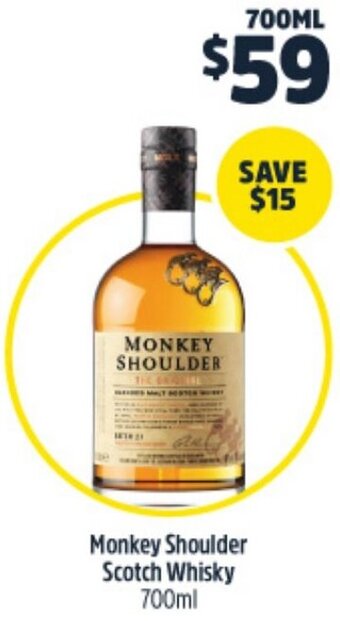 Woolworths Monkey Shoulder Scotch Whisky 700ml offer