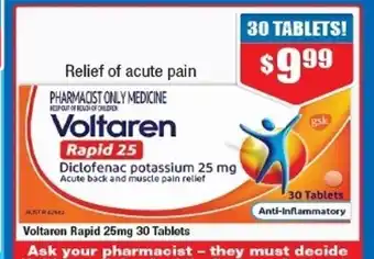 Chemist Warehouse Voltaren Parid 25mg 30 Tablets offer