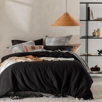Pillow Talk Emerson black quilt cover set by habitat offer