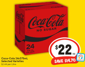 IGA Coca-Cola 24x375mL Selected Varieties offer