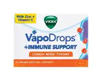 Vicks VapoDrops + Immune Support lozenges Orange 16 Pack