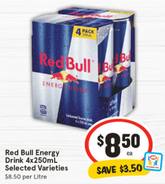 IGA Red Bull Energy Drink 4x250mL Selected Varieties offer