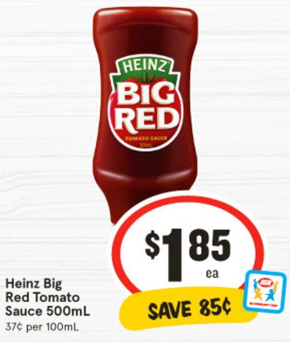 Heinz Big Red Tomato Sauce 500mL offer at IGA