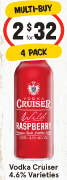 IGA Vodka Cruiser 4.6% Varieties offer