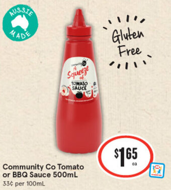 IGA Community Co Tomato or BBQ Sauce 500mL offer