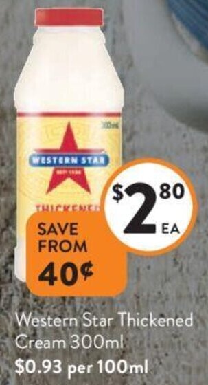 Foodworks Western Star Thickened Cream 300ml offer