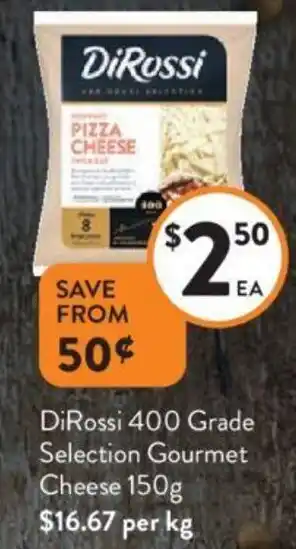 Foodworks DiRossi 400 Grade Selection Gourmet Cheese 150g offer