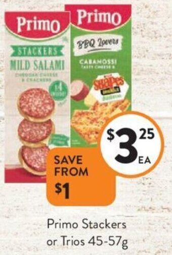 Foodworks Primo Stackers or Trios 45-57g offer