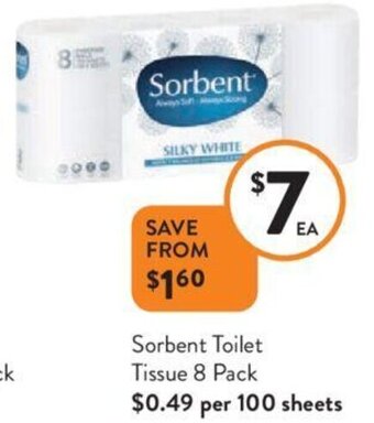 Foodworks Sorbent Toilet Tissue 8 Pack offer