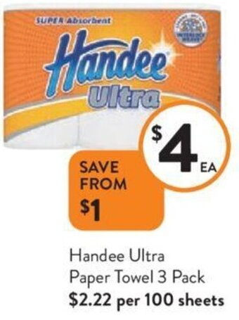 Foodworks Handee Ultra Paper Towel 3 Pack offer