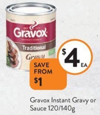 Foodworks Gravox Instant Gravy or Sauce 120/140g offer