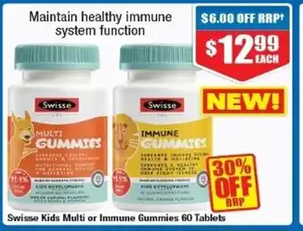 Chemist Warehouse Swisse Kids Multi or Immune Gummies 60 Tablets offer