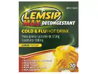 ePharmacy Lemsip Max Decongestant Cold & Flu Hot Drink 10 Sachets - Lemon offer
