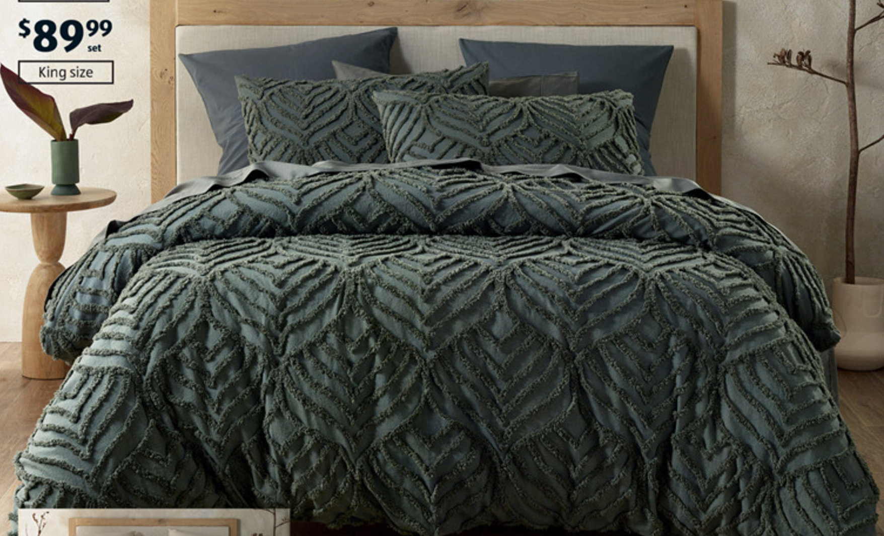 King size A Queen Size Organic Cotton Quilt Cover Set offer at ALDI