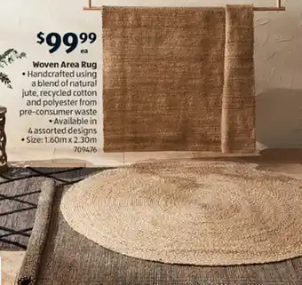 ALDI Woven Area Rug • Handcrafted using a blend of natural jute, recycled cotton and polyester from pre-consumer waste offer