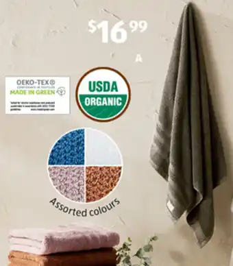 ALDI A Organic Cotton Bath Towel offer