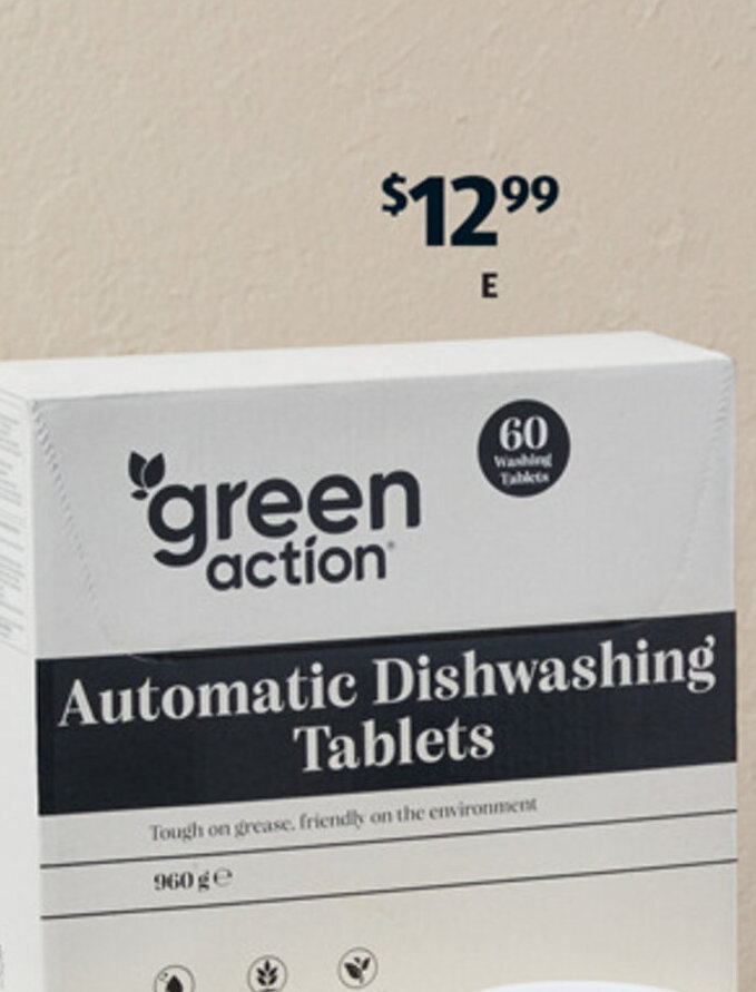 E Dishwashing Tablets 60pk offer at ALDI