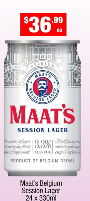 Liquor Stax Maat's Belgium Session Lager 24 x 330ml offer