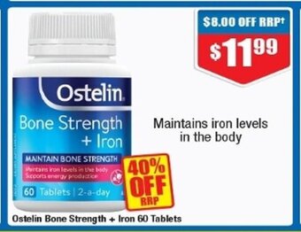 Chemist Warehouse Ostelin Bone Strength + Iron 60 Tablets offer