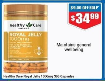 Chemist Warehouse Healthy Care Royal Jelly 1000mg 365 Capsules offer