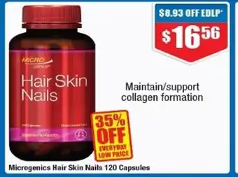 Chemist Warehouse Microgenics Hair, Skin and Nails 120 Capsules offer