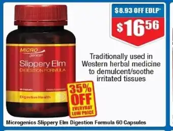 Chemist Warehouse Microgenics Slippery Elm Digestion Formula 60 Capsules offer